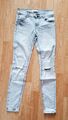 Bershka Damen Mädchen Jeans Super Skinny Stretch Hose Gr. 34 Grau