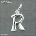 Buchstaben Anhänger - R - Echtschmuck 925 Silber - auf Wunsch mit Kette - NEU