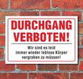 Schild Durchgang verboten witzig lustig Warnschild 3 mm Alu-Verbund