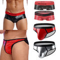 DE Herren Wetlook Lackleder Boxershorts Unterhose Kurze Hose Briefs Dessous Sexy