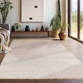 Teppich Wohnzimmer Kurzflor Deko Boho Stil Geometrisch Design Teppich Beige