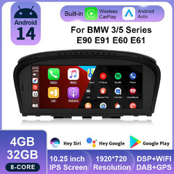 DAB+ Android 14 Autoradio CarPlay 32GB WiFi GPS Navi Für BMW E60 E61 E90 E91 CIC