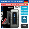 TOPDON VS2000PLUS 2000A Starthilfe Jump Starter Ladegerät Booster Batterietester