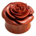 Holz Flesh-Plug Ohr-Tunnel Rose Blume Blüte Piercing Schmuck Ohrdehner Expander