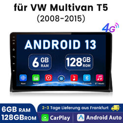 128GB Android 13 Navi GPS WiFi Autoradio für VW T5 Transporter Multivan Touareg