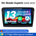 6+128GB Carplay 10"Android 13 Autoradio GPS Navi Für Skoda Superb 2008-2013 DAB+