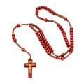 Rosenkranz Holz Perlen Rosenkranzkette Maria Kreuz Kette Schwarz Braun Rot Neu