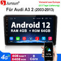 Carplay Android 12 Autoradio GPS 4+64G RDS Navi BT für Audi A3 S3 RS3 8P 8V DAB+