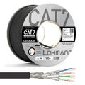 100m Cat 7 Outdoor Verlegekabel Erdkabel Netzwerkkabel Kupfer Außen UV Schwarz