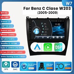 Für Mercedes Benz C-Klasse W203 2005-2009 Android12 GPS Auto Radio BT5.0  6+128G