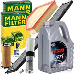 MANN FILTER INSPEKTIONSPAKET+1x5L FUCHS ÖL 5W30 passend für BMW 3er E90 X1 E84