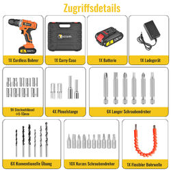 12/18/21/48V Akkuschrauber Bohrschrauber Akkubohrer Bohrmaschine + Akkus +Koffer