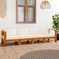 vidaXL 4-Sitzer-Gartensofa mit Cremeweißen Auflagen Massivholz Akazie FSK