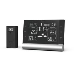 Hama Wetterstation Black Line Plus Digital Innen Außen Thermo-/Hygrometer Wecker