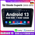 6+128GB Carplay 10"Android 13 Autoradio  Für Skoda Superb 2008-2013 GPS Navi DAB