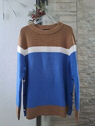 BETTY BARCLAY Strick Pullover Damen Pulli 46 XL XXL Blau Braun Weiß  Neu