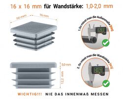 Lammelenstopfen Rohrstopfen Endkappen Rohrkappen Stopfen Vierkant Kappe Quadrat⭐️⭐️⭐️⭐️⭐️ 10 J.GARANTIE ✅ 10x10 bis 150x150 mm ✅ Grau