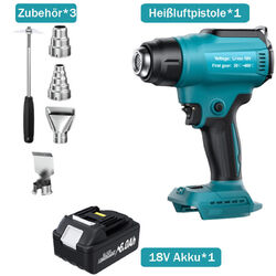 Für Makita Akku Heißluftpistole Heißluftgebläse Heißluftfön +4xDüsen / Batterie