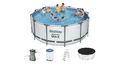 Bestway® Pool Set Steel Pro Max Swimmingpool mit Metallrahmen Ø427x107cm grau