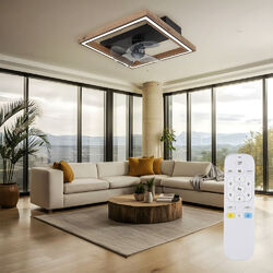 Deckenventilator Deckenlampe Holzlampe LED Fernbedienung Dimmer Rechts-Linkslauf
