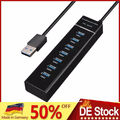 USB 3.0 HUB Verteiler Splitter Adapter Super Speed Datenhub 7 Port für Laptop PC