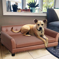 Luxus Hundesofa aus PU-Leder Erhöhte Couch mit Kratzen Beständig Oberfläche L/XL