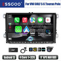 9" Android 13 DAB+ Carplay Autoradio GPS NAVI Kam Für VW GOLF 5 6 Touran Sharan