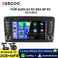 DAB+ Für Audi A3 S3 RS3 8P 8V Apple Carplay Android13 Autoradio GPS SWC Navi KAM