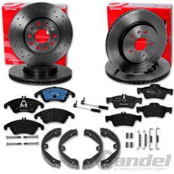 brembo BREMSSCHEIBEN + BELÄGE VORNE + HINTEN für MERCEDES E-KLASSE W212 S212VA 322x32mm Gelocht // HA 300x22mm // mit HANDBREMSE