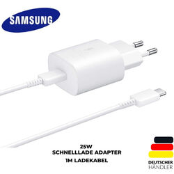 Original Samsung Super Schnellladegerät 25W USB-C Ladekabel Galaxy S22 S23 Weiß.