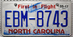 -1- NORTH CAROLINA Nummernschild Auto Kennzeichen USA Car License Plate EBM 8743