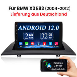 Für BMW X3 E83 2004-2012 Android 12.0 GPS Navi Autoradio 1+32GB WIFI CARPLAY SWC