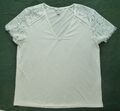 H & M Stretch T-Shirt - weiß - Gr. M - mit Spitze