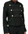 ❤️ ZARA NEUWERTIG MILITARY BLAZER JACKE SCHWARZ GOLD MIT WOLLE