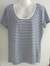 L "H&M" schwarz-weiß gestreiftes Kurzarm-T-Shirt / Stretch-Shirt Gr. XL