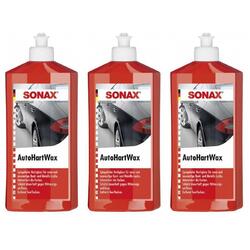 3 x SONAX AutoHartWax Carnauba Wachs Lackversiegelung Politur 500 ml