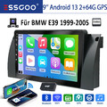 9" Android 13 Autoradio CarPlay GPS Navi DAB+ Kam64G  Für BMW 5er E39 X5 E53 E38