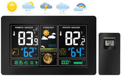 Wetterstation Funkwetterstation Digitales Thermometer Wettervohersage KalenderLCD-Farbdisplay | Alarm | Luftfeuchtigkeitsanzeige