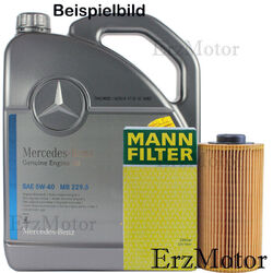 5 L ORIGINAL MERCEDES MOTOROEL 5W40 MB 229.5 MANN OELFILTER HU 610 x