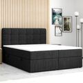 Boxspringbett PRAG Chesterfield – Optik mit Bettkasten 180 x 200 Grau Schwarz