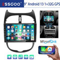 Android 13 9" Autoradio Für PEUGEOT 206 2001-2016 Carplay GPS Navi WIFI BT 1+32G