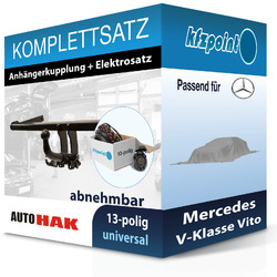 AUTO HAK Anhängekupplung abnehmbar und E-Satz 13polig für Mercedes V Vito 96-03AUTO HAK abnehmbar D 11A & TRAIL-TEC universal