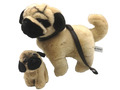 UNI-TOYS Plüschtier MOPS mit Leine & kleiner Welpe Kuscheltier Hund Stofftier