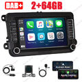 DAB+ 2+64G Autoradio Android 13 Carplay GPS Für VW Golf 5 6 Polo Touran Tiguan