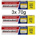 3x Maxi Pack blend-a-dent Super Haftcreme Extra Stark Original 3 x 70g