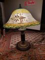 Nachttischlampe,Tischlampe,Handbemalt,Glasschirm,Leuchte,Vintage 