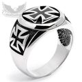 Biker Ring Eisernes Kreuz Edelstahl Herren Siegelring silber schwarz Iron Cross