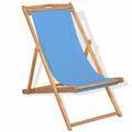 Liegestuhl Teak 56×105×96 Strandstuhl Blau Campingstuhl Garten Holzklappstuhl