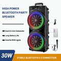 Mobiler DJ PA Party Bluetooth Lautsprecher LED Akku Box Karaoke Maschine 8,5''