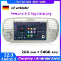 Für Fiat 500 2007-2015 7" DAB+ Carplay Autoradio Android 12 GPS Navi WiFi 2+64GB